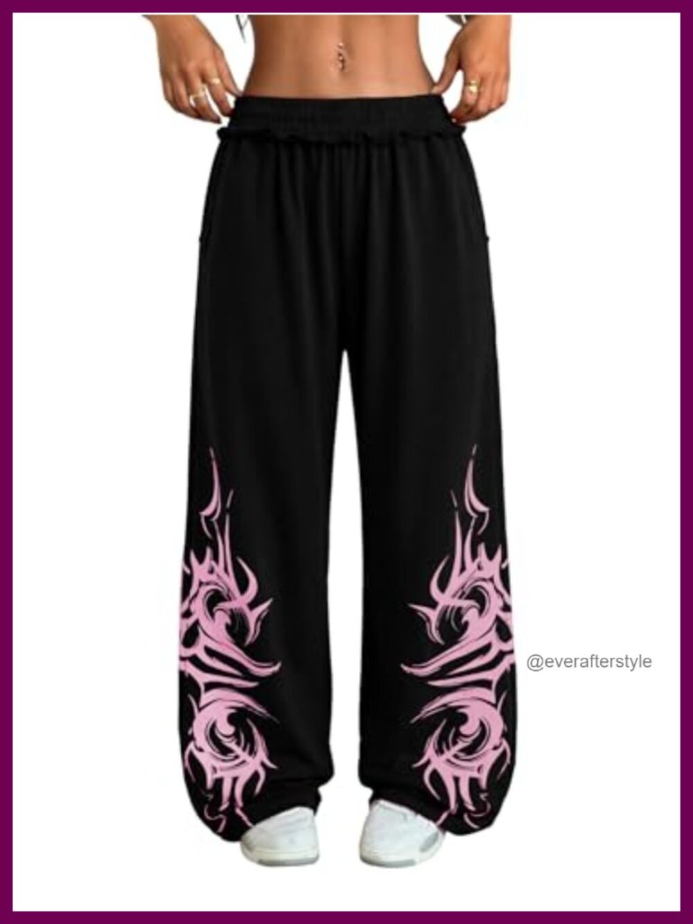 Zaful Wide Leg Sweatpants Y2K Graffiti Streetwear Gym Lounge Pants